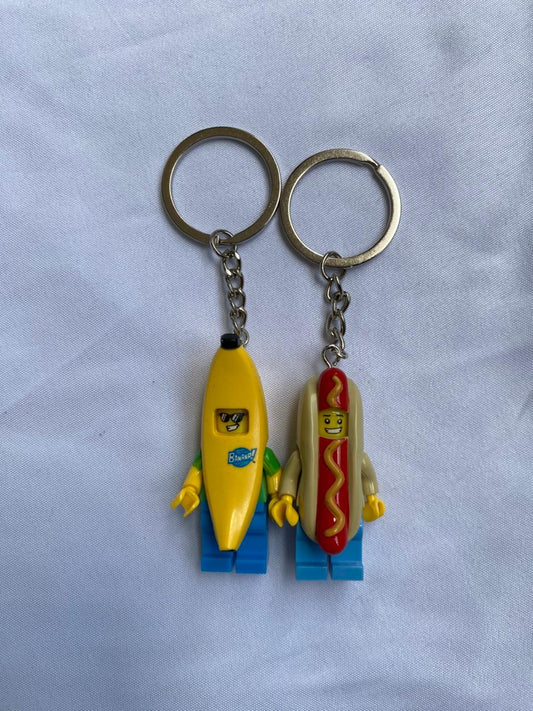 Banana and hotdog keychains
